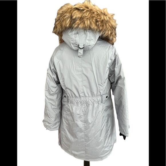New with tags Madden Girl gray parka coat with removable hood, size Large - Picture 7 of 12